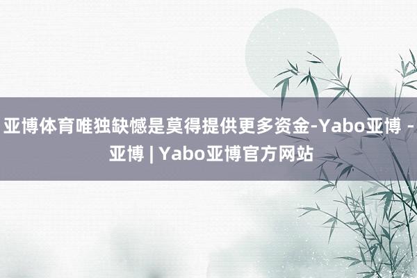 亚博体育唯独缺憾是莫得提供更多资金-Yabo亚博 - 亚博 | Yabo亚博官方网站